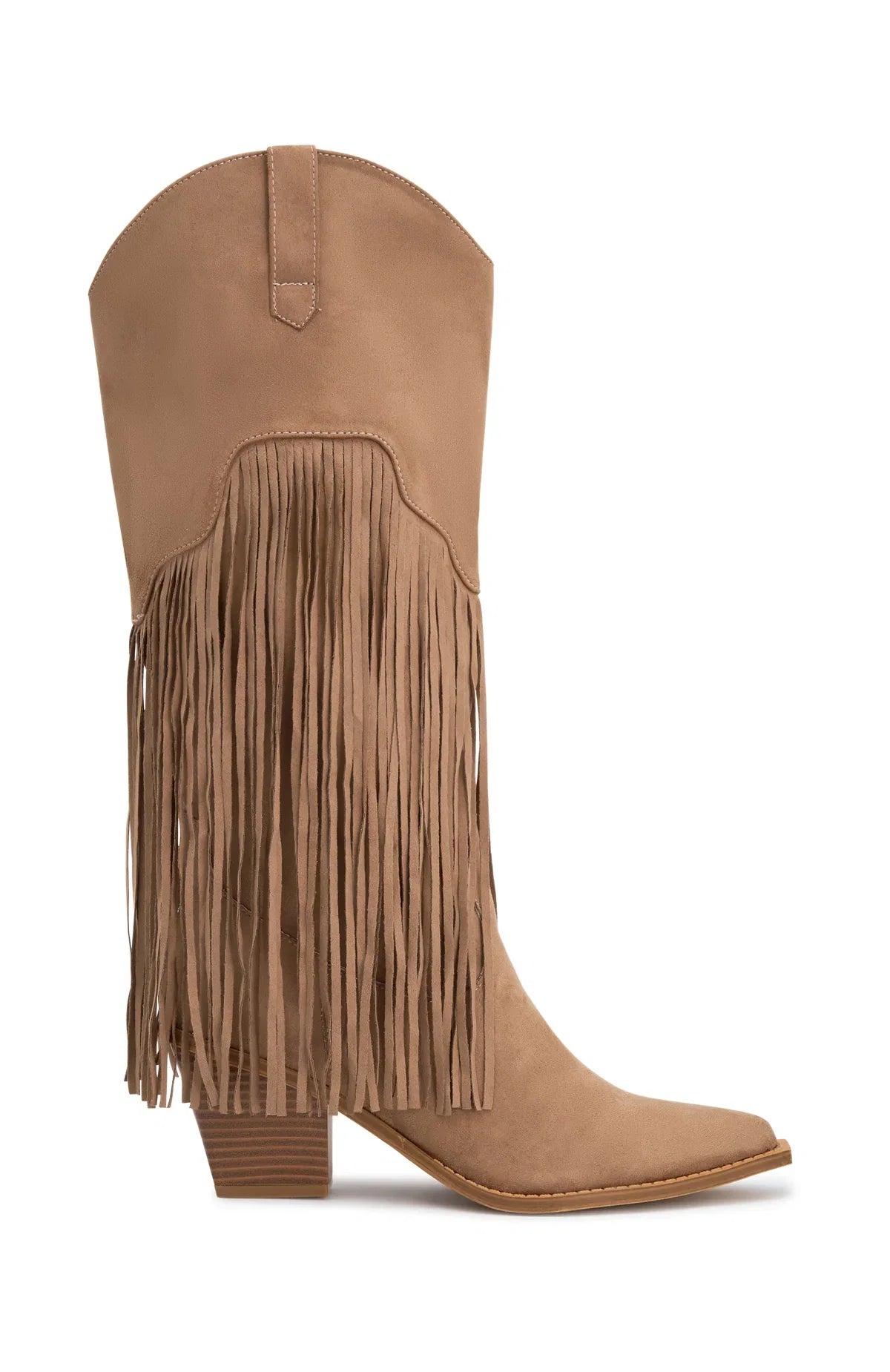 Iniko Cowboy Boot Taupe Faux Suede