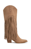 Iniko Cowboy Boot Taupe Faux Suede