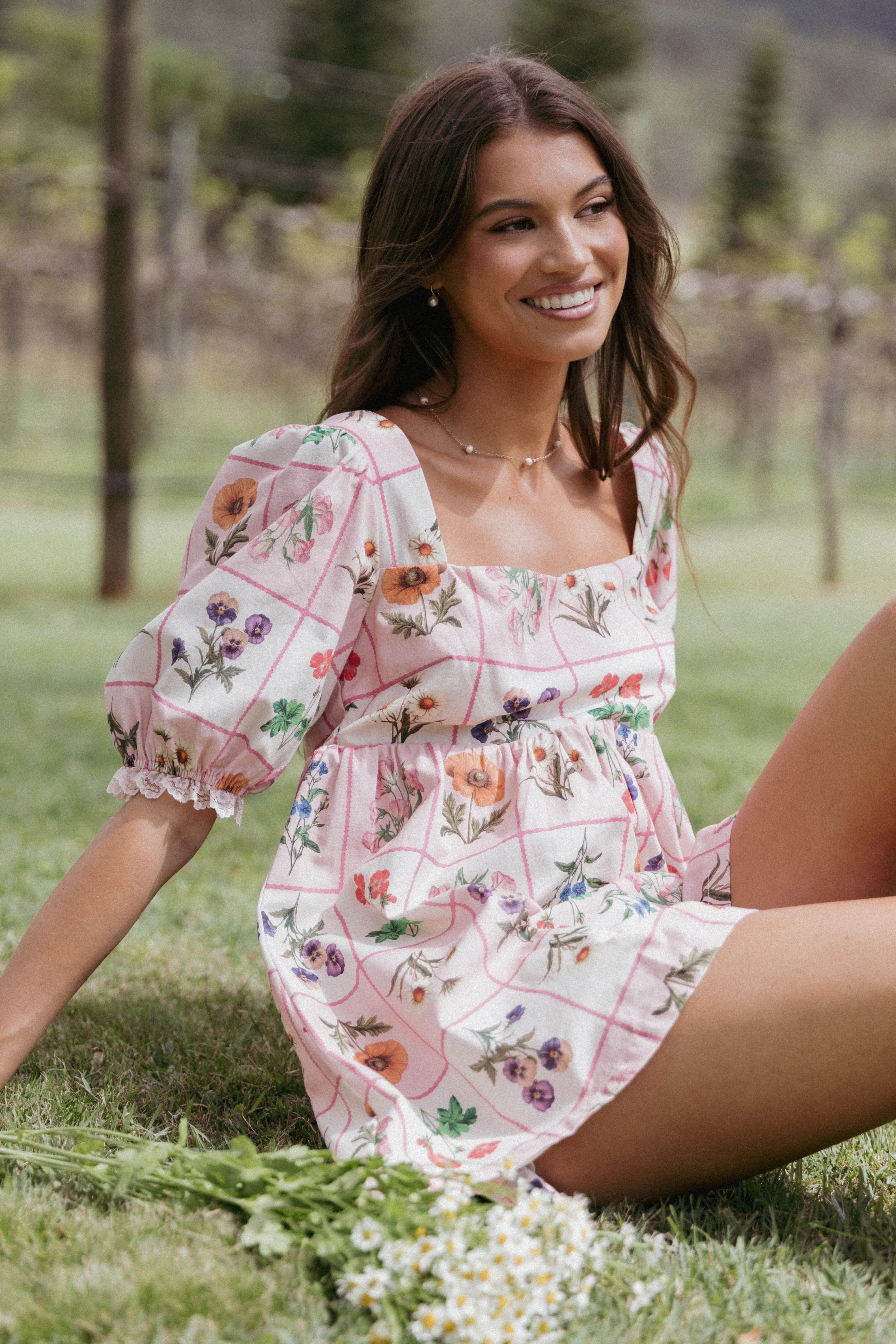 Floretta Puff Sleeve Romper Flora Tile