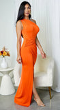 Geneva One Shoulder Wrap Maxi Dress Orange