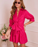 Adonie Striped Front Tie Mini Shirt Dress