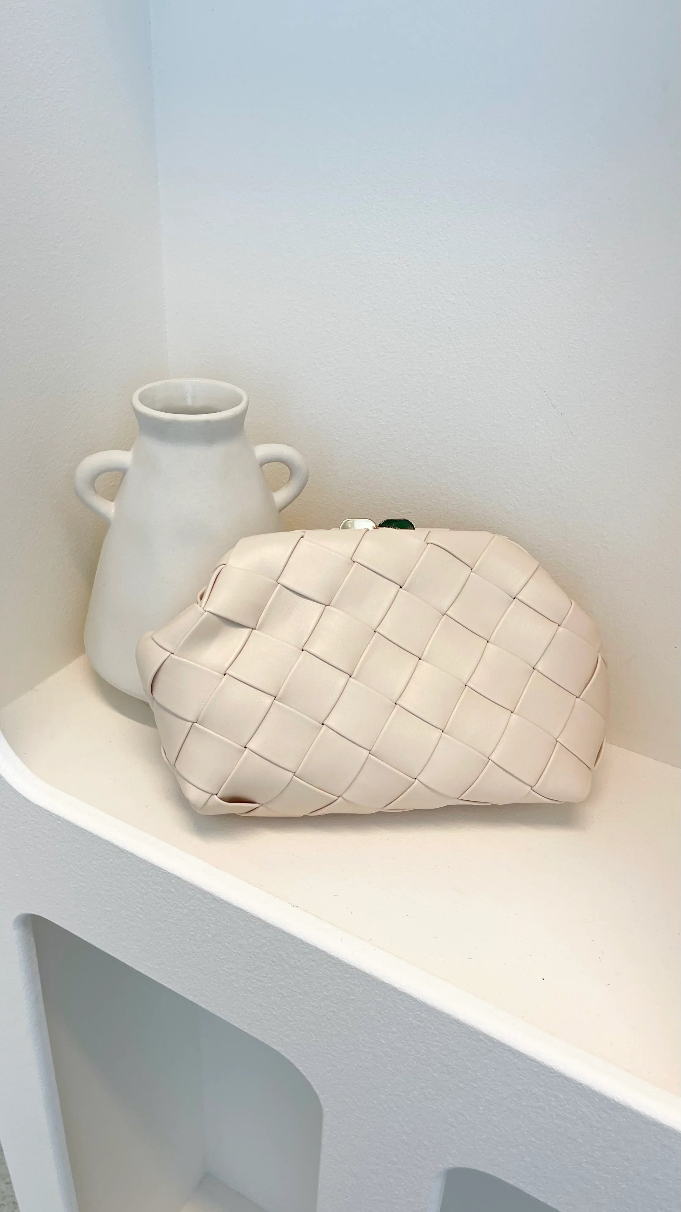 Vasanti Woven Clutch Beige