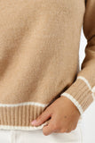 Rylee Contrast Hem Knit Sweater Camel