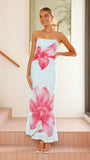 Brittani Strapless Maxi Dress Blue Pink