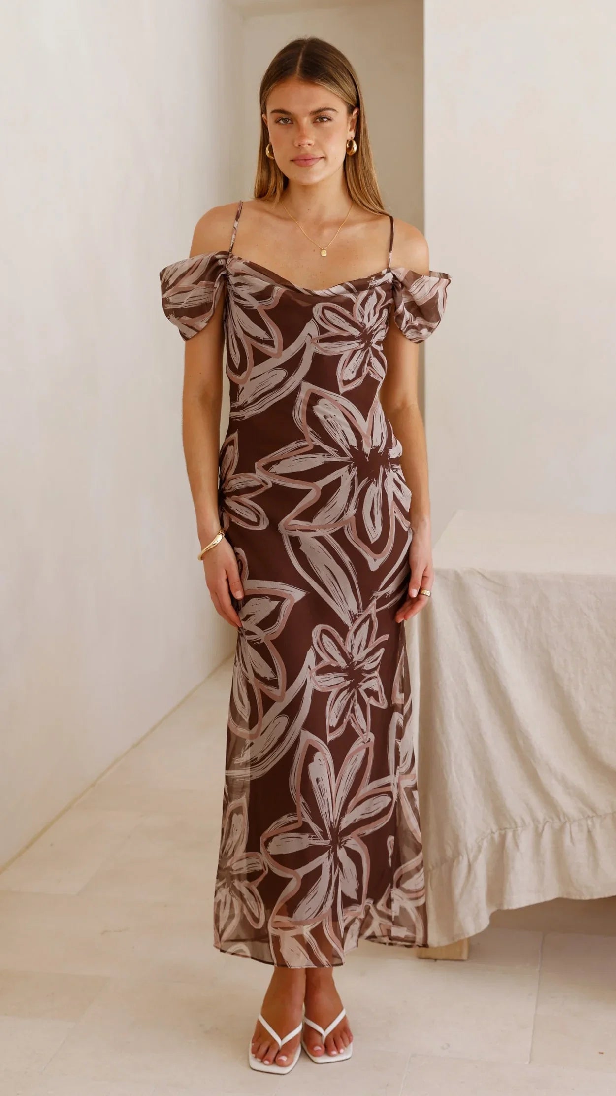 Adrianna Maxi Dress Brown Floral