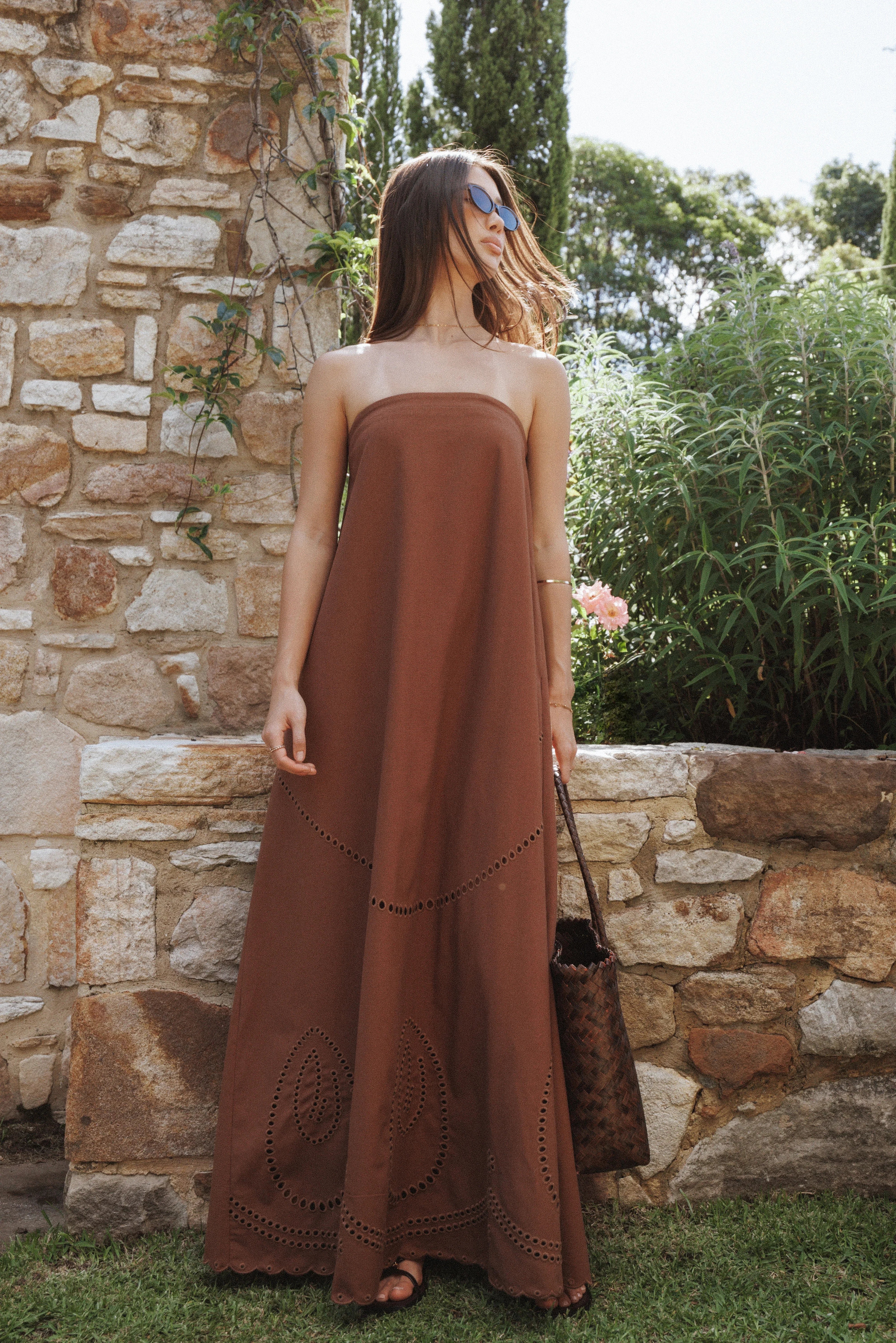 Como Strapless Maxi Dress Brown