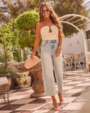 Jazlynn Textured Strapless Ruched Cutout Bodysuit