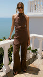 Clover Halter Top and Pants Set Brown