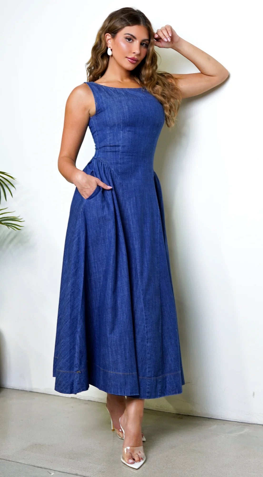 Rim Denim Maxi Dress Blue