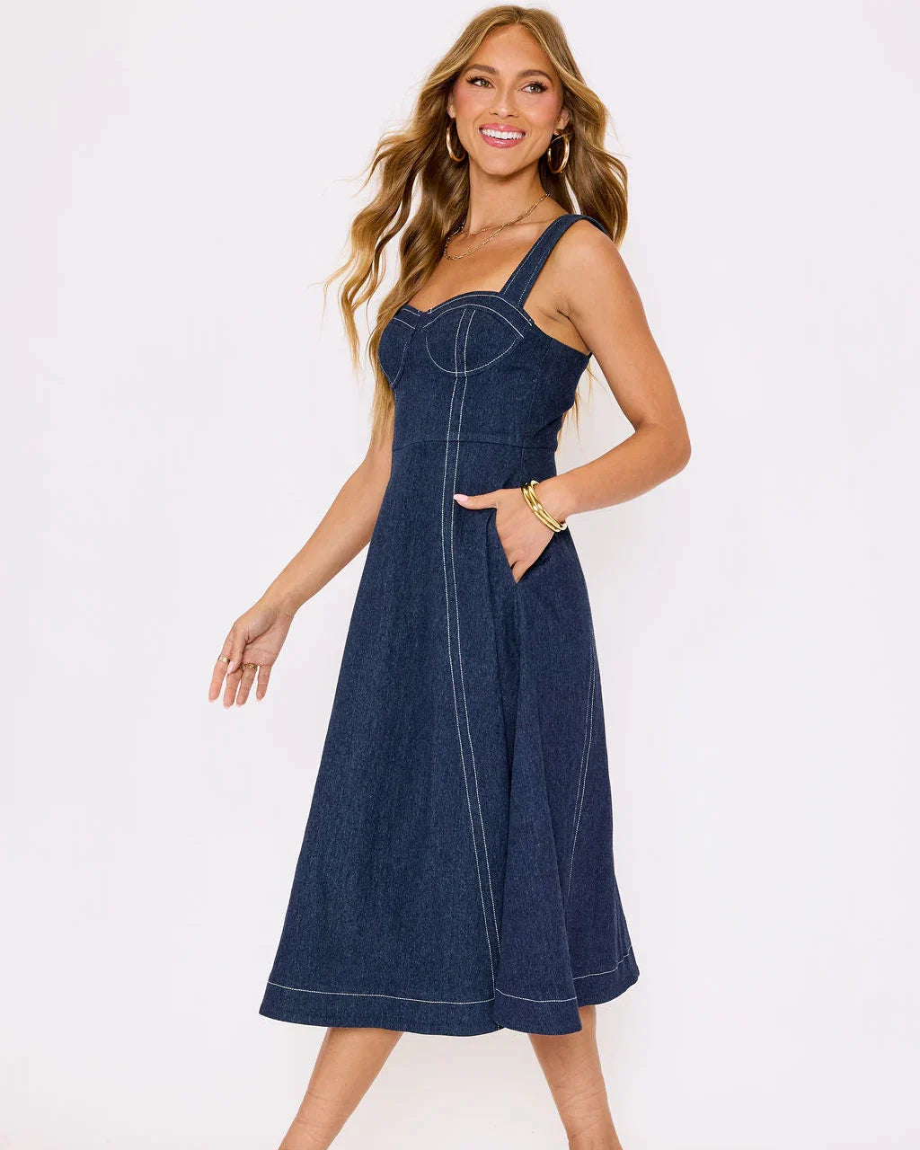 Rey Denim Midi Dress