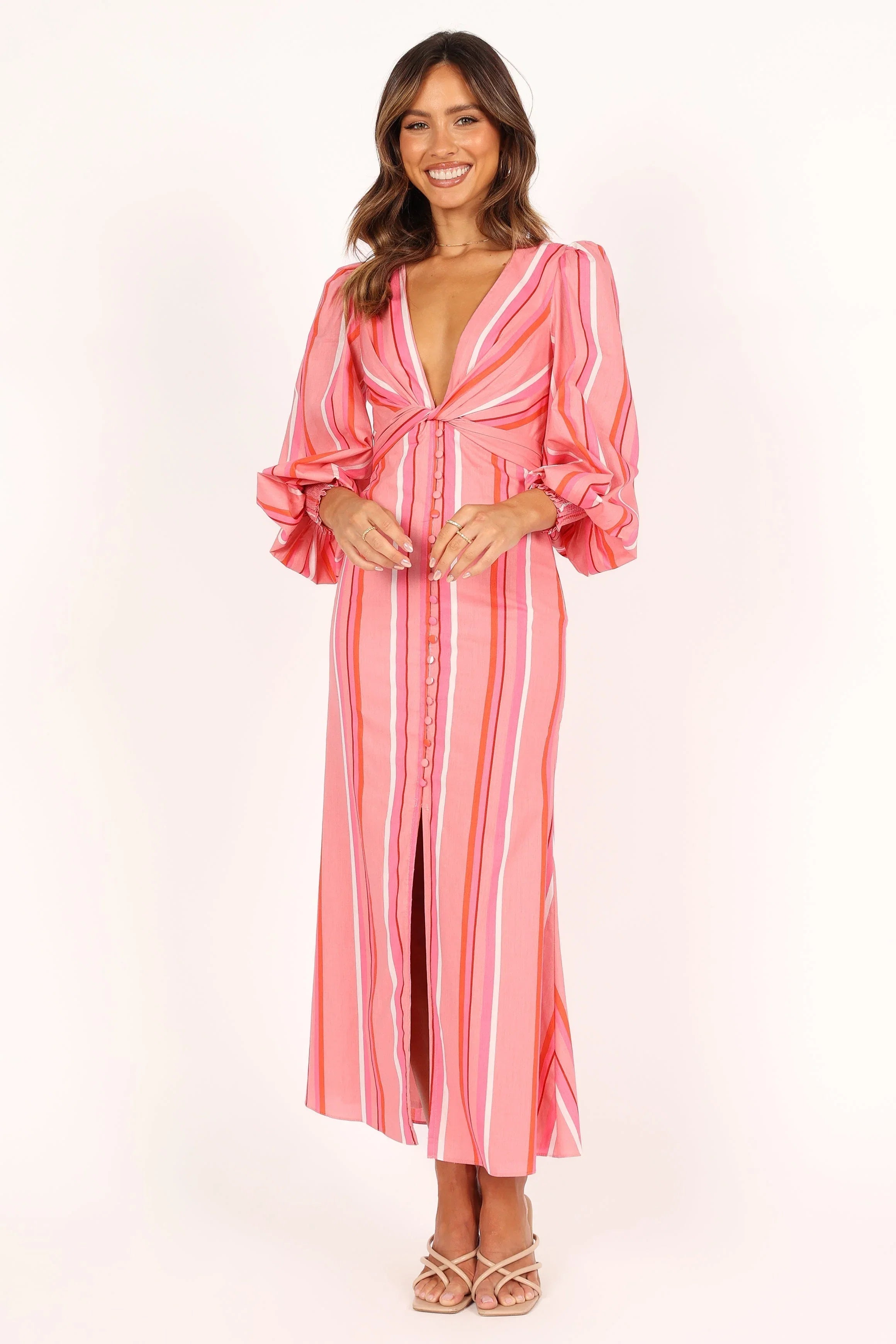 Senorita Long Sleeve Dress Pink Stripe