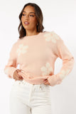 Charlie Flower Knit Sweater Pink