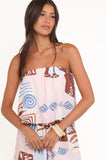 Herbie Strapless Romper Blue Brown Abstract