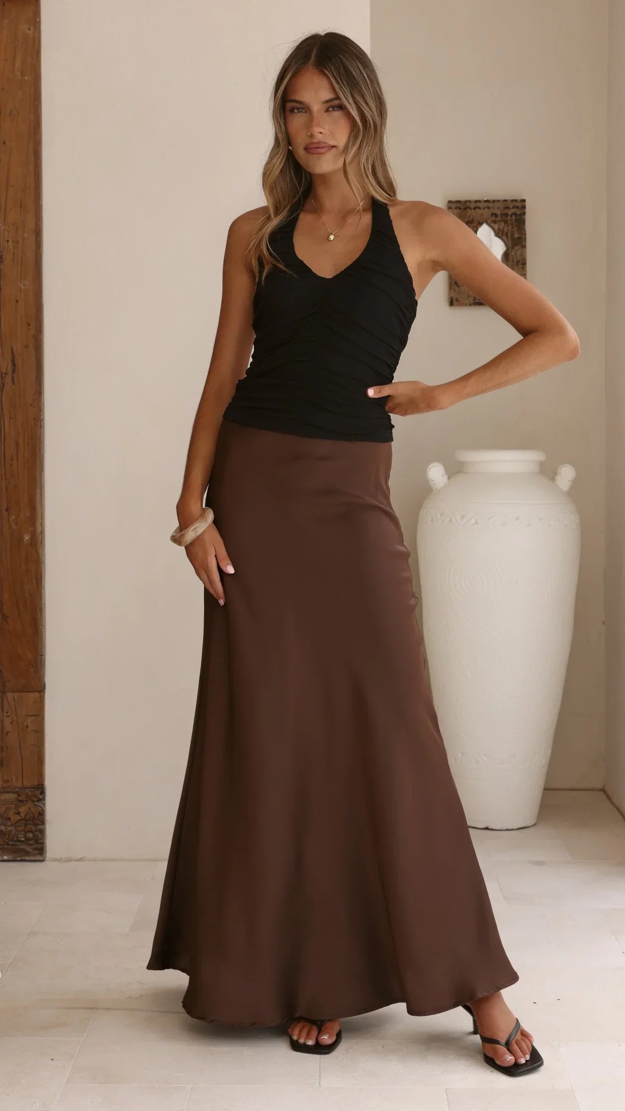 Kylie Halter Neck Top Black