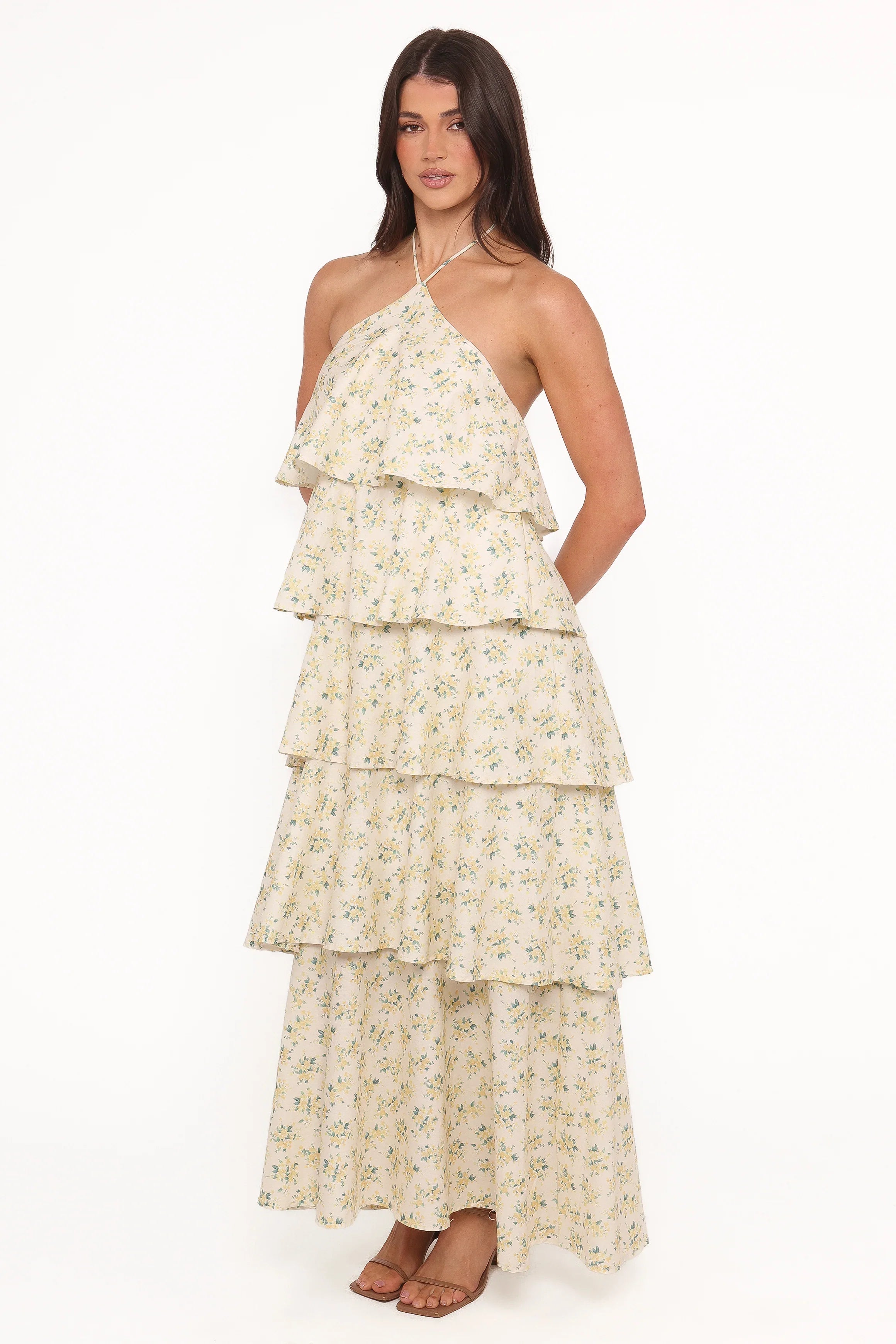 Darlia Halterneck Maxi Dress Yellow Floral