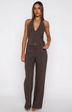 I Dont Compete Straight Leg Pants Chocolate