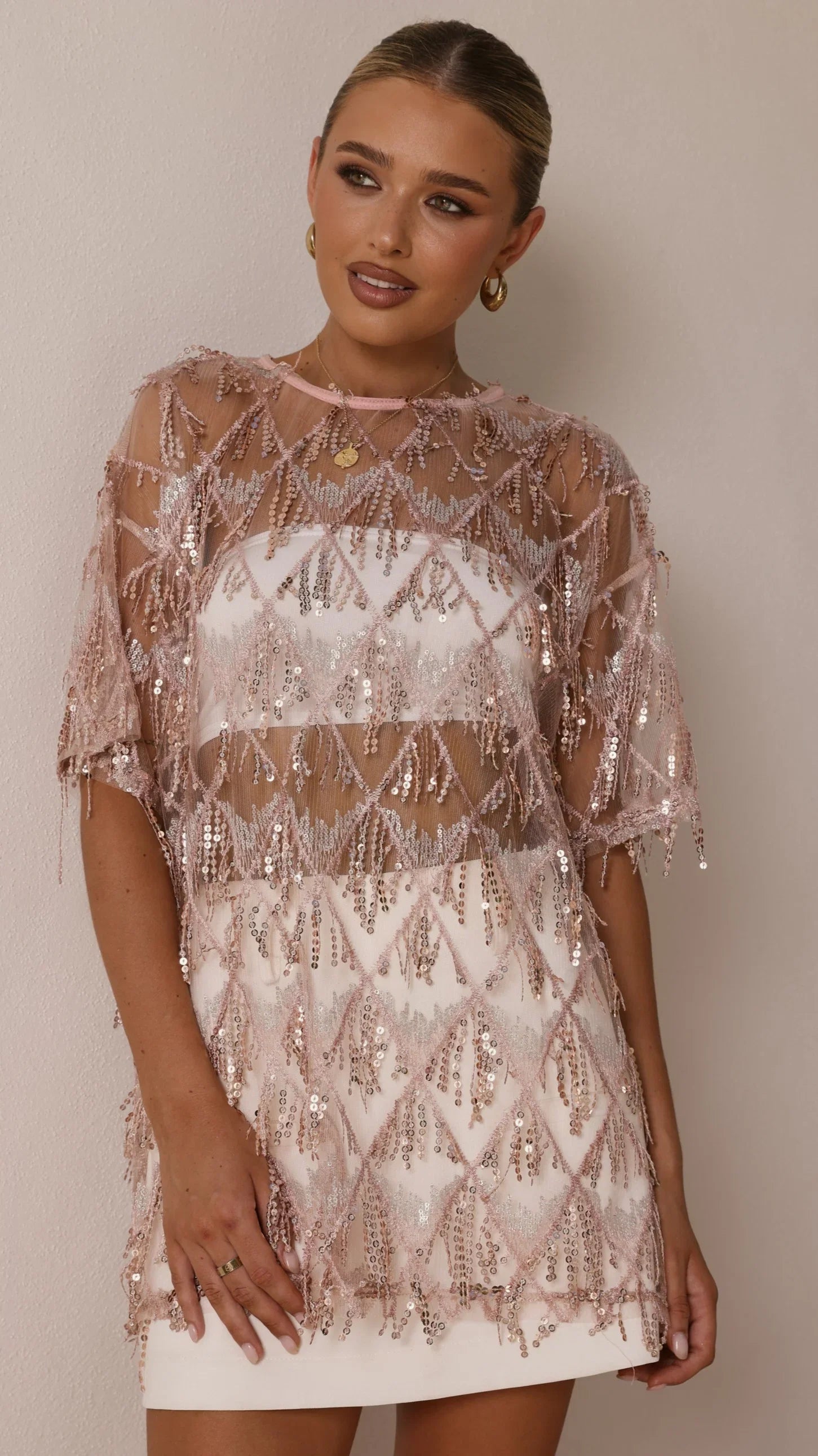 Lira Sequin Tee Pink