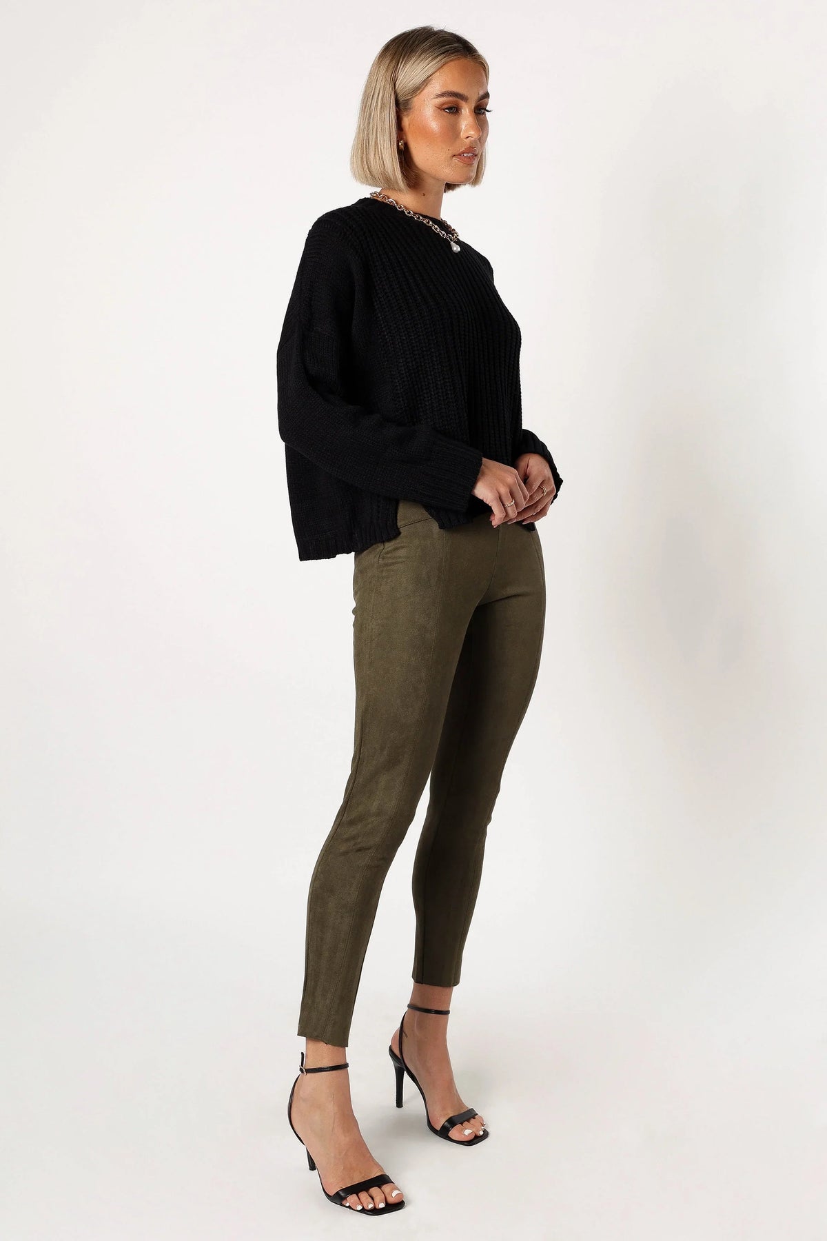 Morgan Suede Look Legging Olive