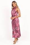 Anabelle Halter Neck Midi Dress Dark Rose Floral