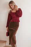 Ceppia Plisse Top Burgundy