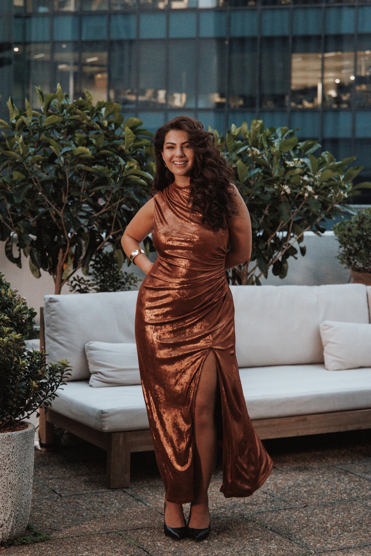 Emerie Sleeveless Metallic Maxi Bronze