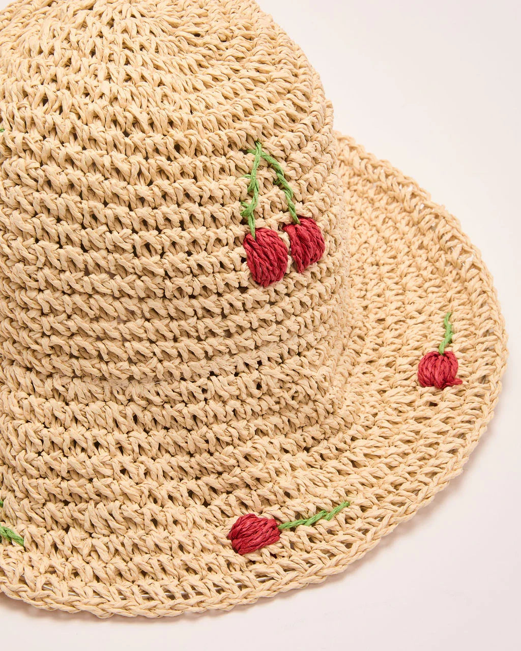Farmstand Fresh Embroidered Floral Straw Bucket Hat