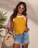 Solenne Knit Contrast Trim Sleeveless Sweater