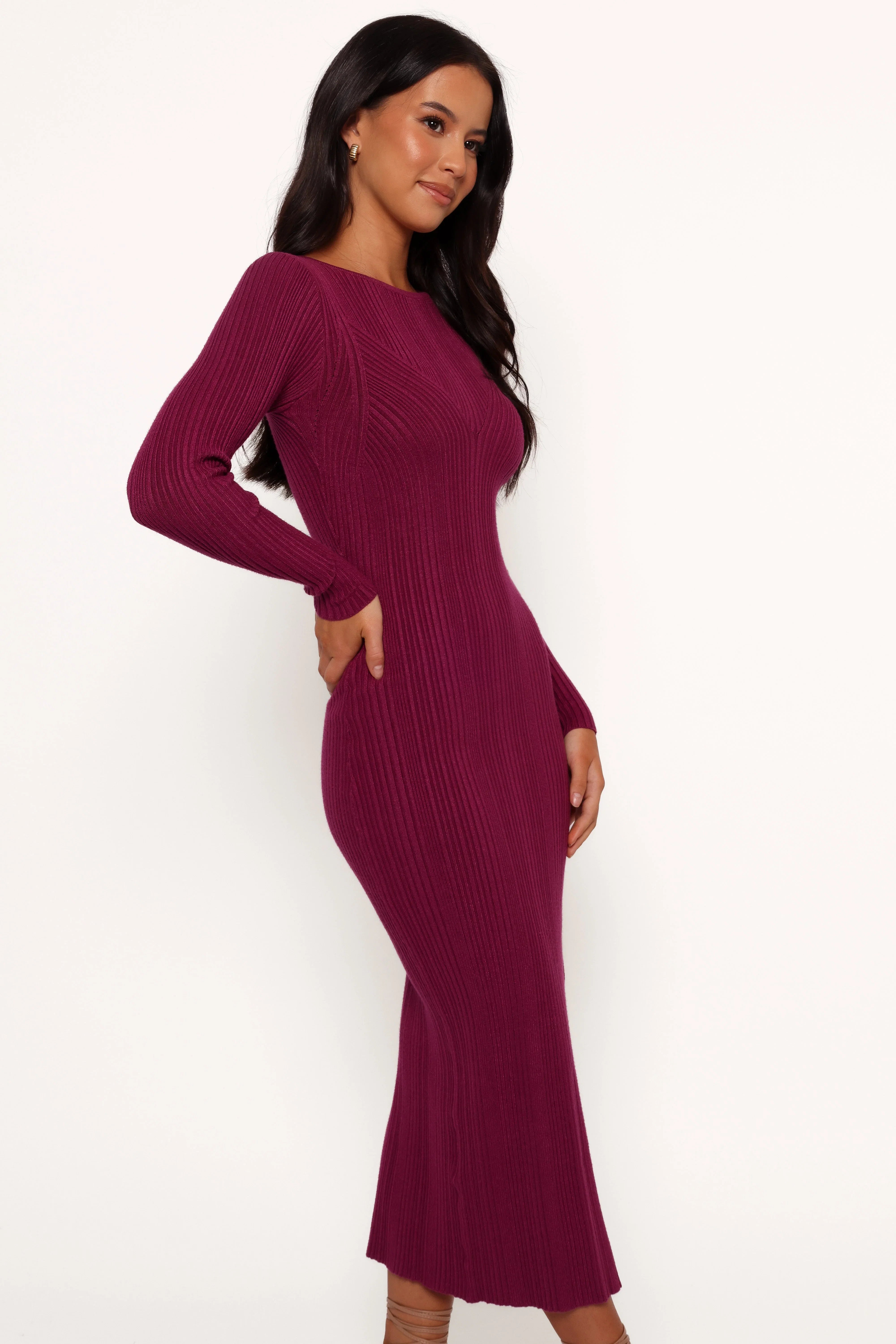 Mattie Long Sleeve Maxi Dress Plum