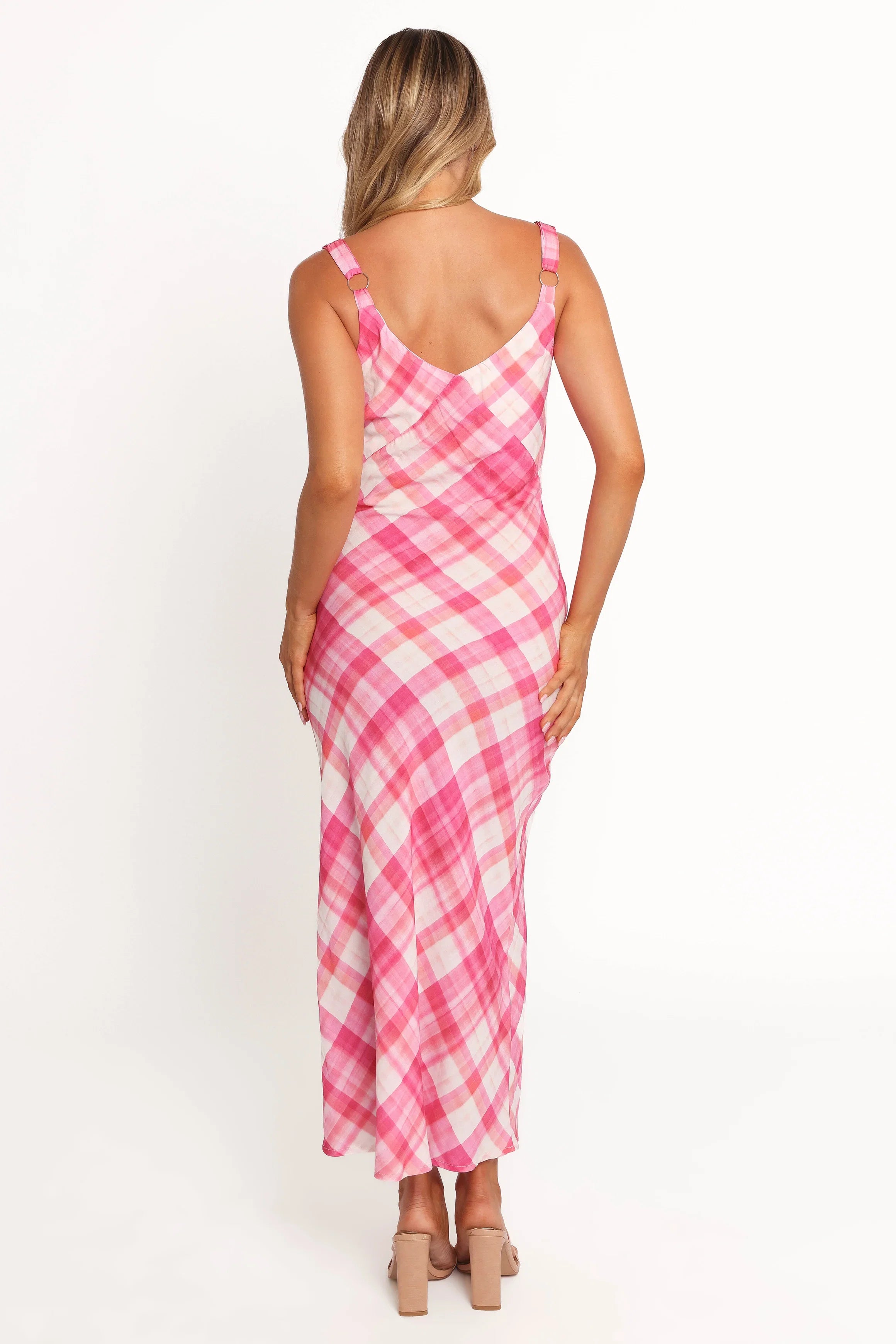 Morghan Midi Dress Pink Check