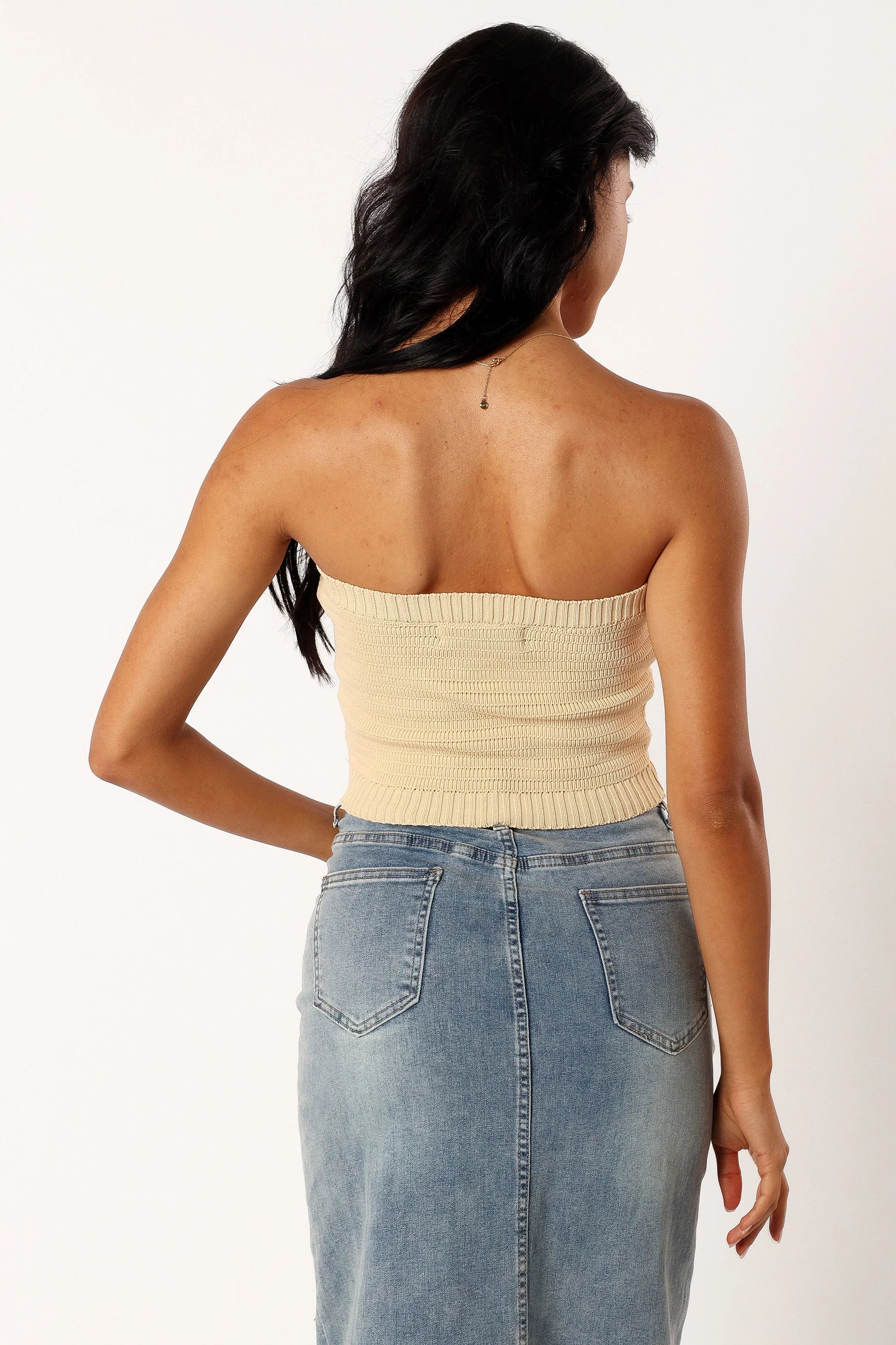 Zia Strapless Knit Top Lemon