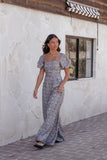 Jayda Puff Sleeve Jumpsuit Grey Floral