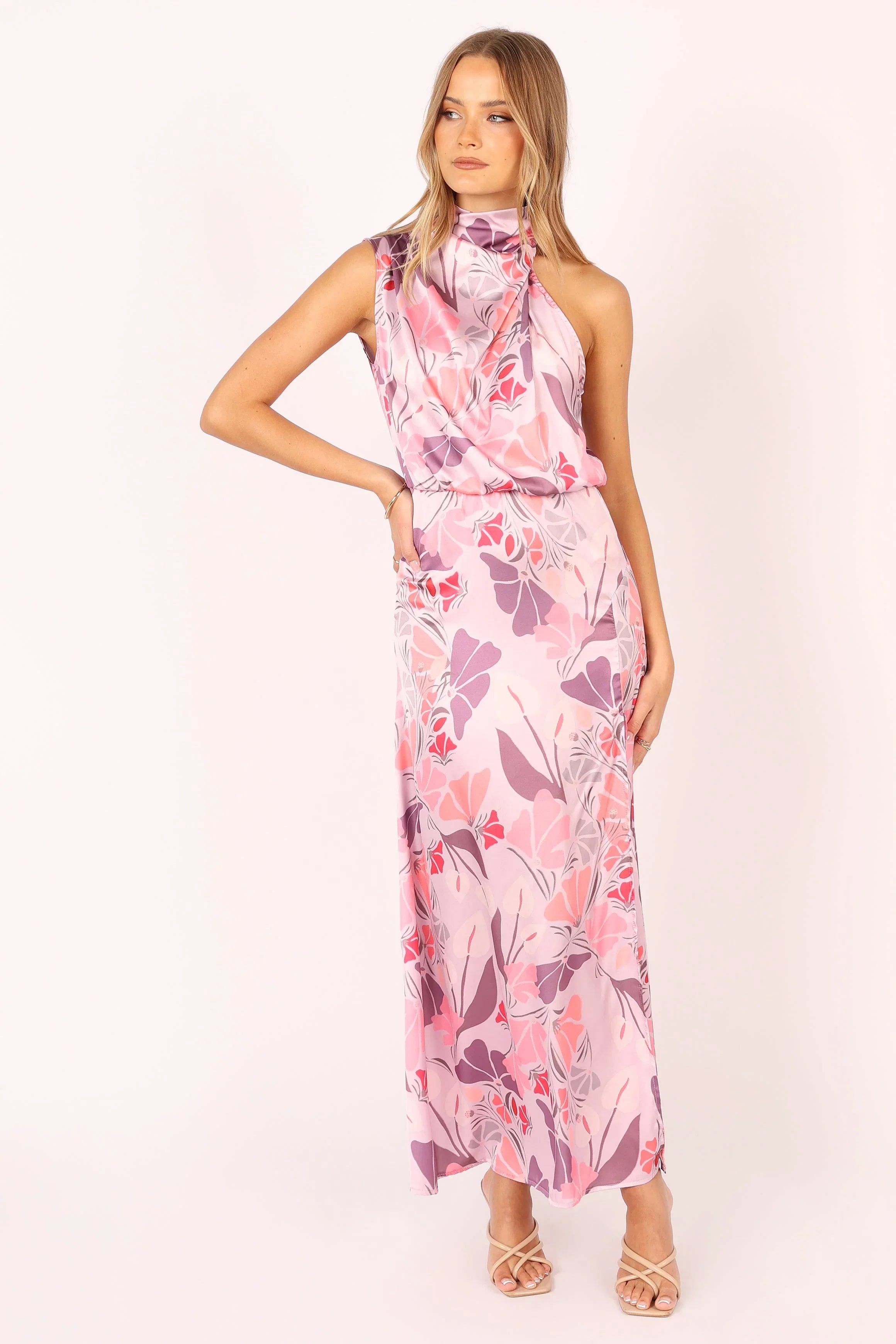 Amelia Halterneck Maxi Dress Pink Floral