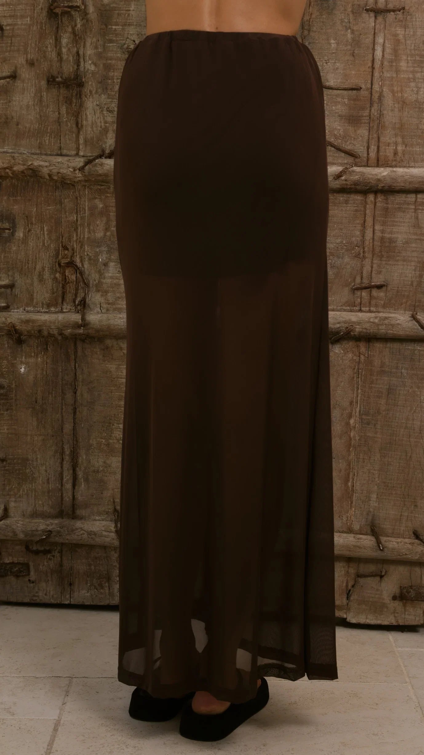 Onella Semi Sheer Maxi Skirt Chocolate