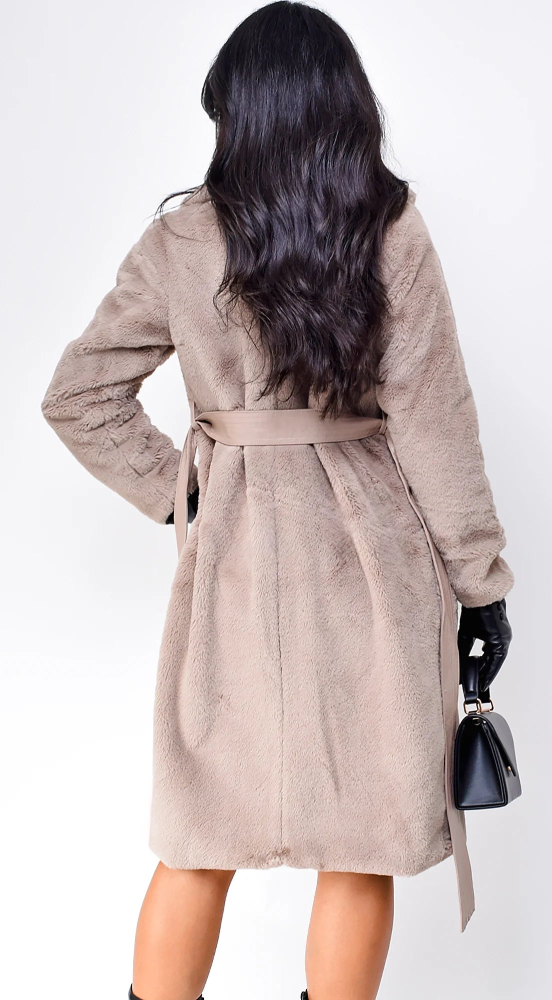 Cataleya Long Faux Fur Coat Taupe