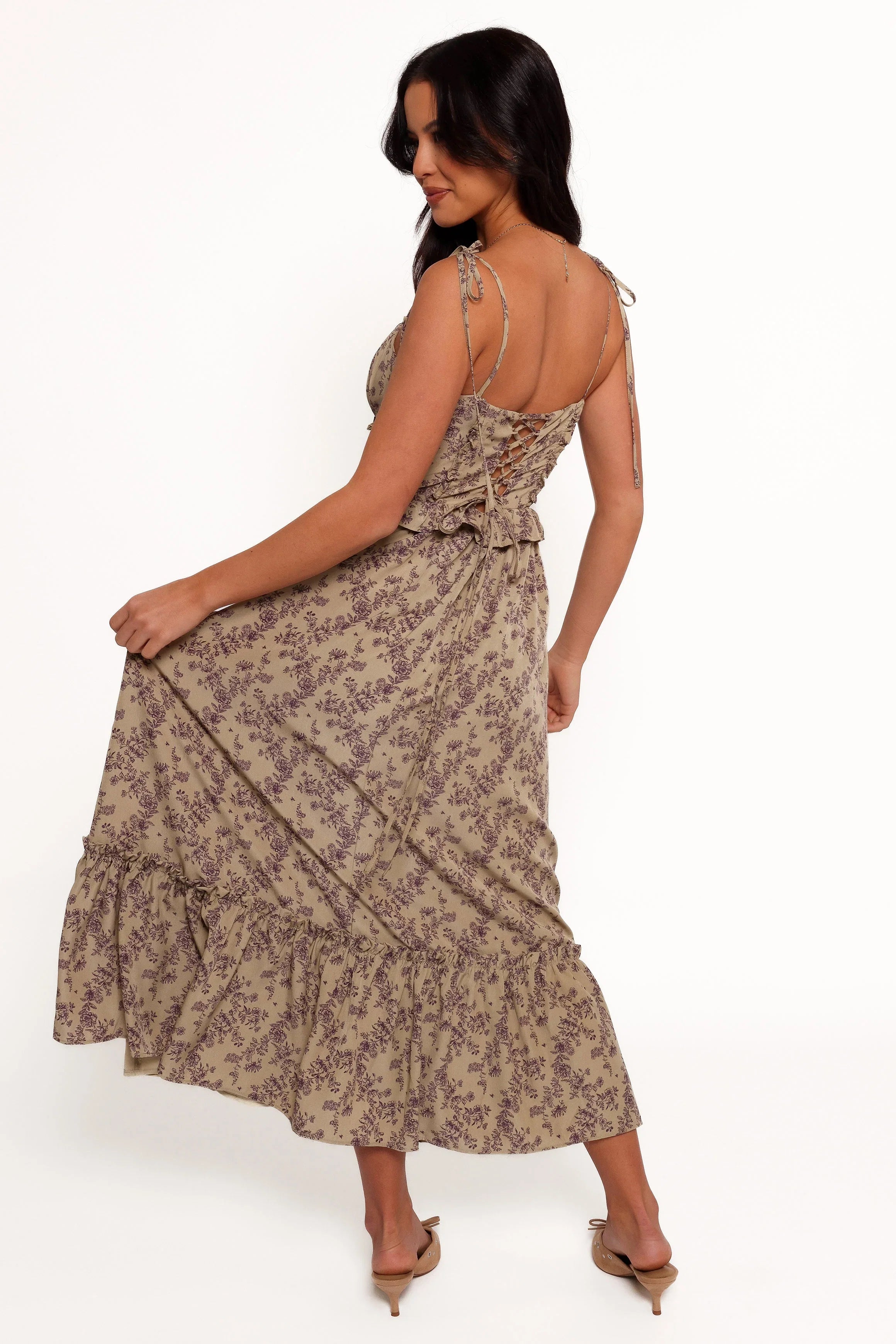 Karie Midi Dress Olive Dark Purple