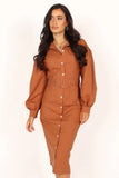 Coco Long Sleeve Midi Dress Tan