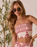 Homestead Printed Strapless Crop Top