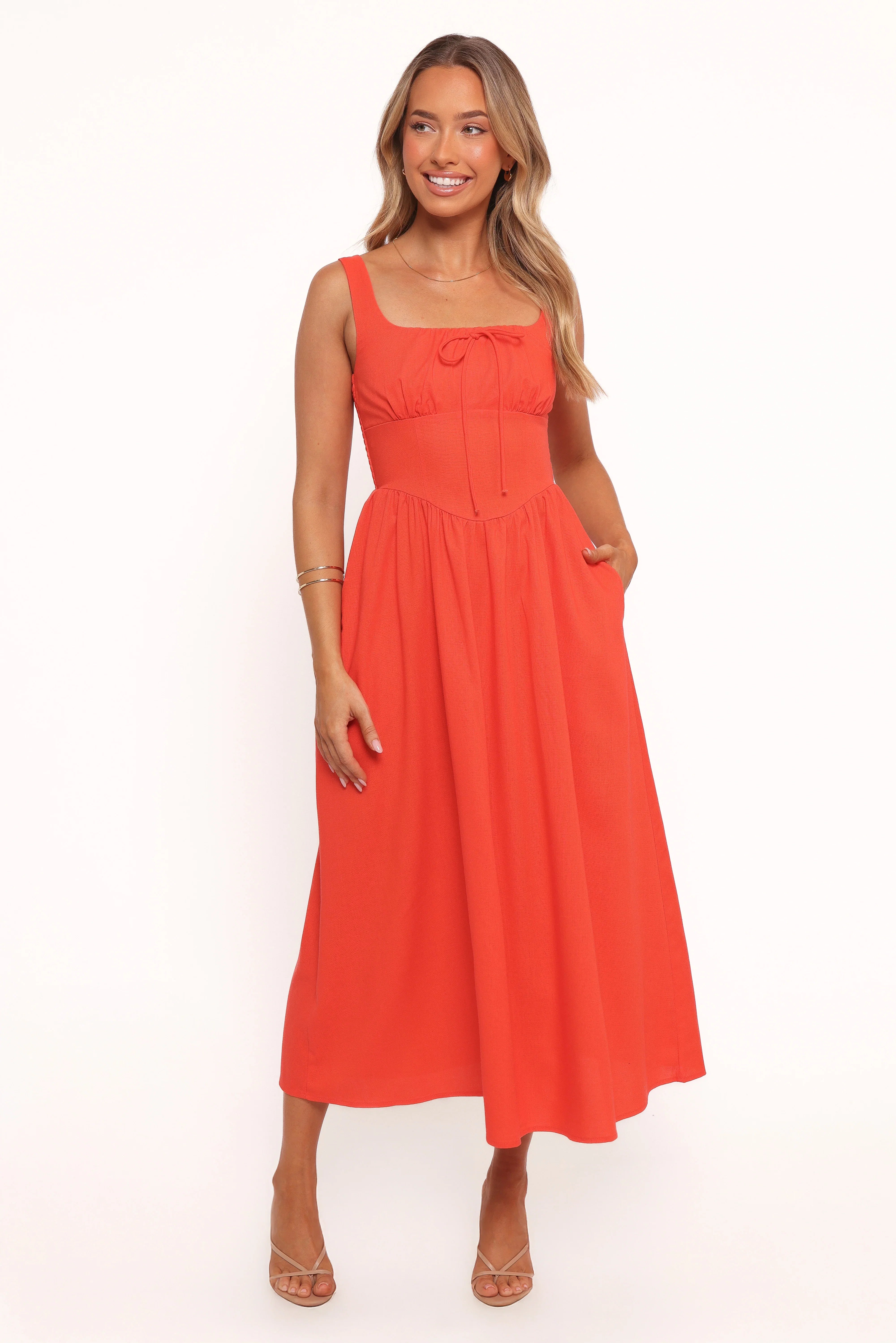 Kinslee Midi Dress Coral