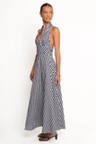 Solene Maxi Halterneck Dress Black White