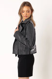 Elaina Crystal Studded Moto Jacket Black