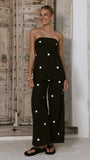 Kailani Strapless Top and Pants Set Black White Polka