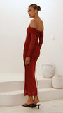 Isadora Off Shoulder Maxi Dress Wine