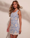 Cosmic Sundancer Abstract Shift Embroidered Mini Dress