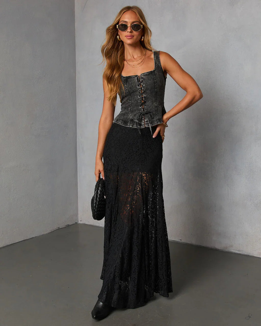 Rielle Lace Up Peplum Top