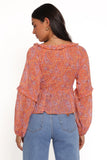 Isolt Tie Front Top Orange Paisley