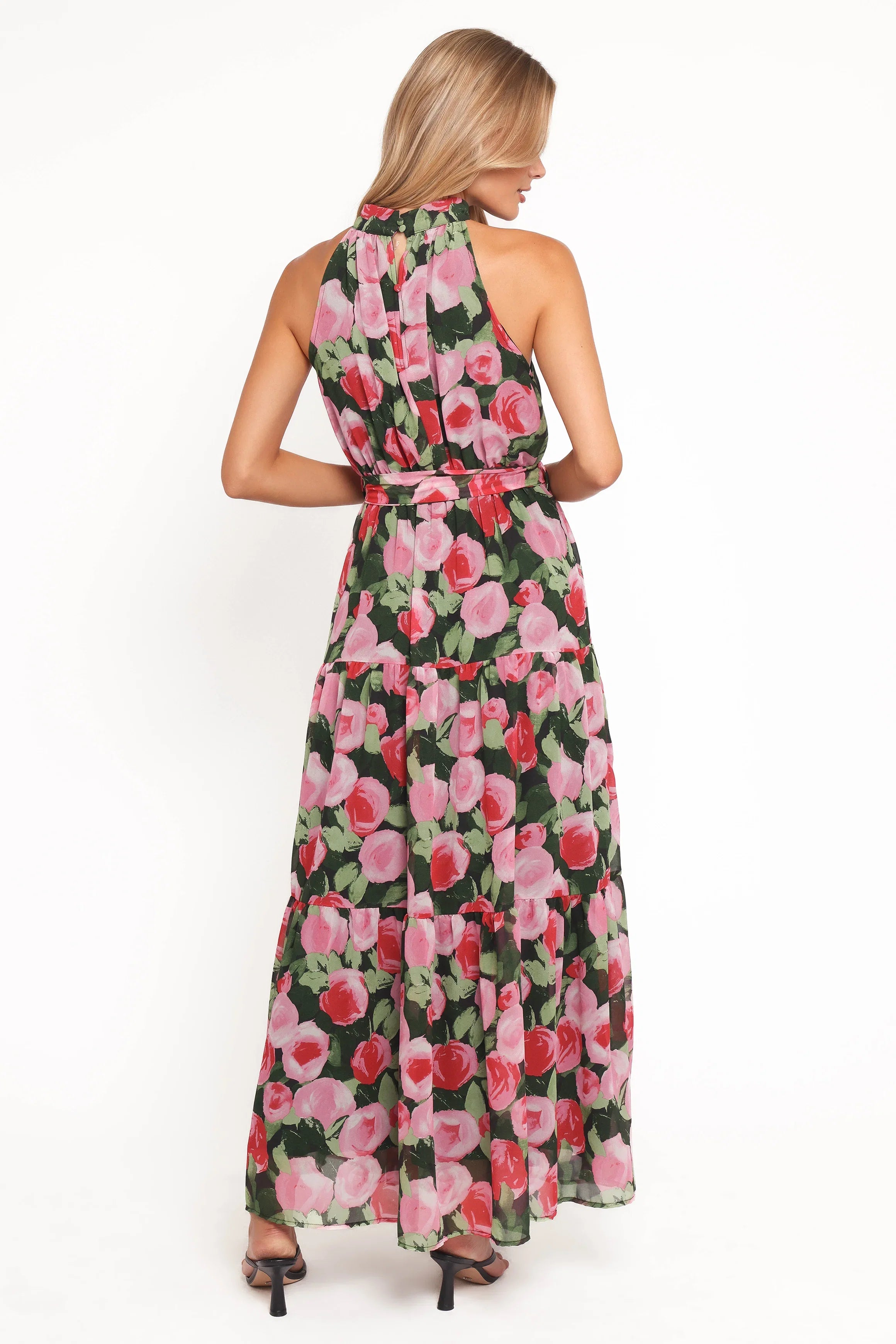 Caroline Maxi Halter Dress Black Floral