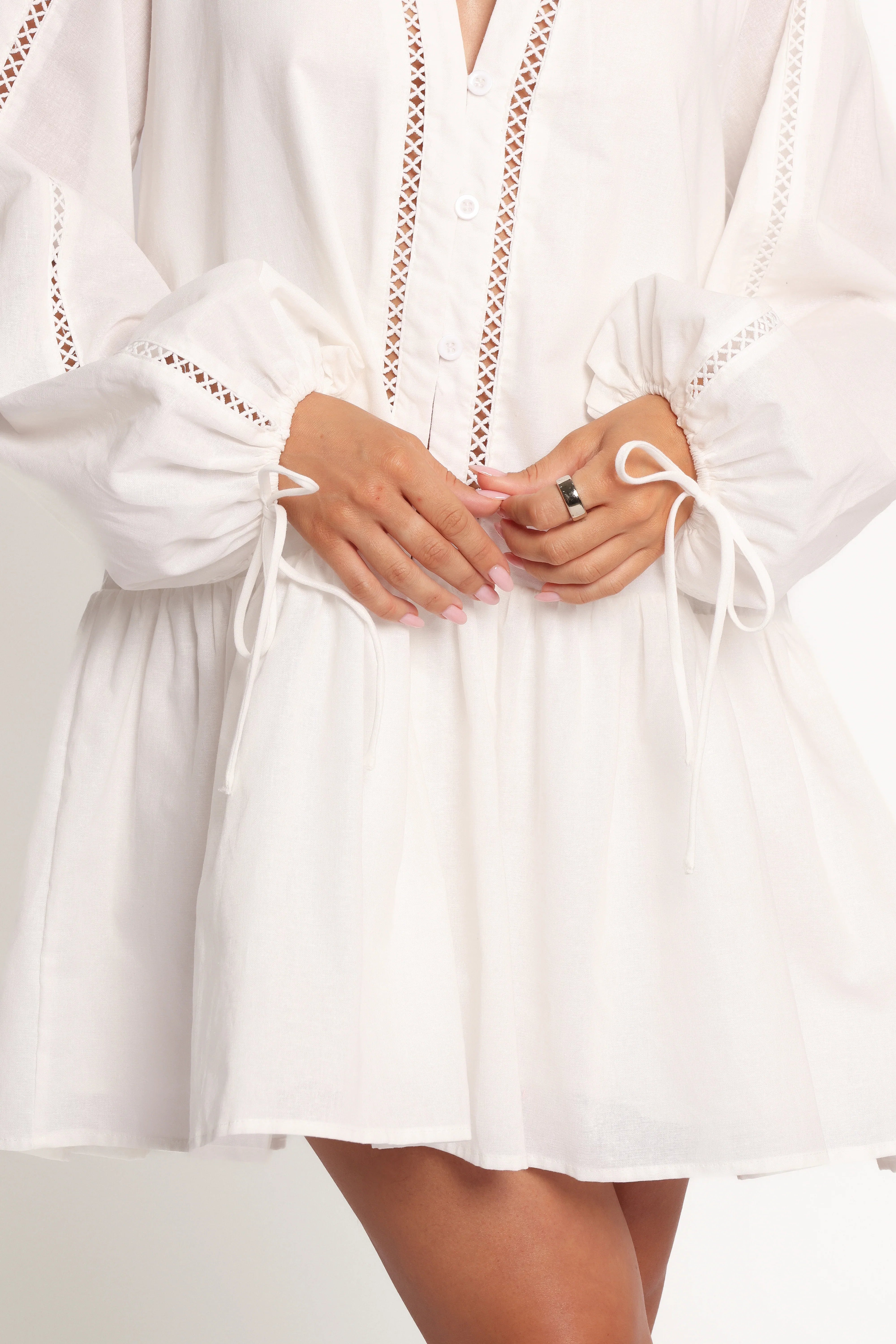 Hart Long Sleeve Mini Dress White