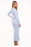Irene Long Sleeve Midi Dress Pale Blue