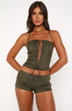 Dont Speak Faux Suede Bustier Cactus