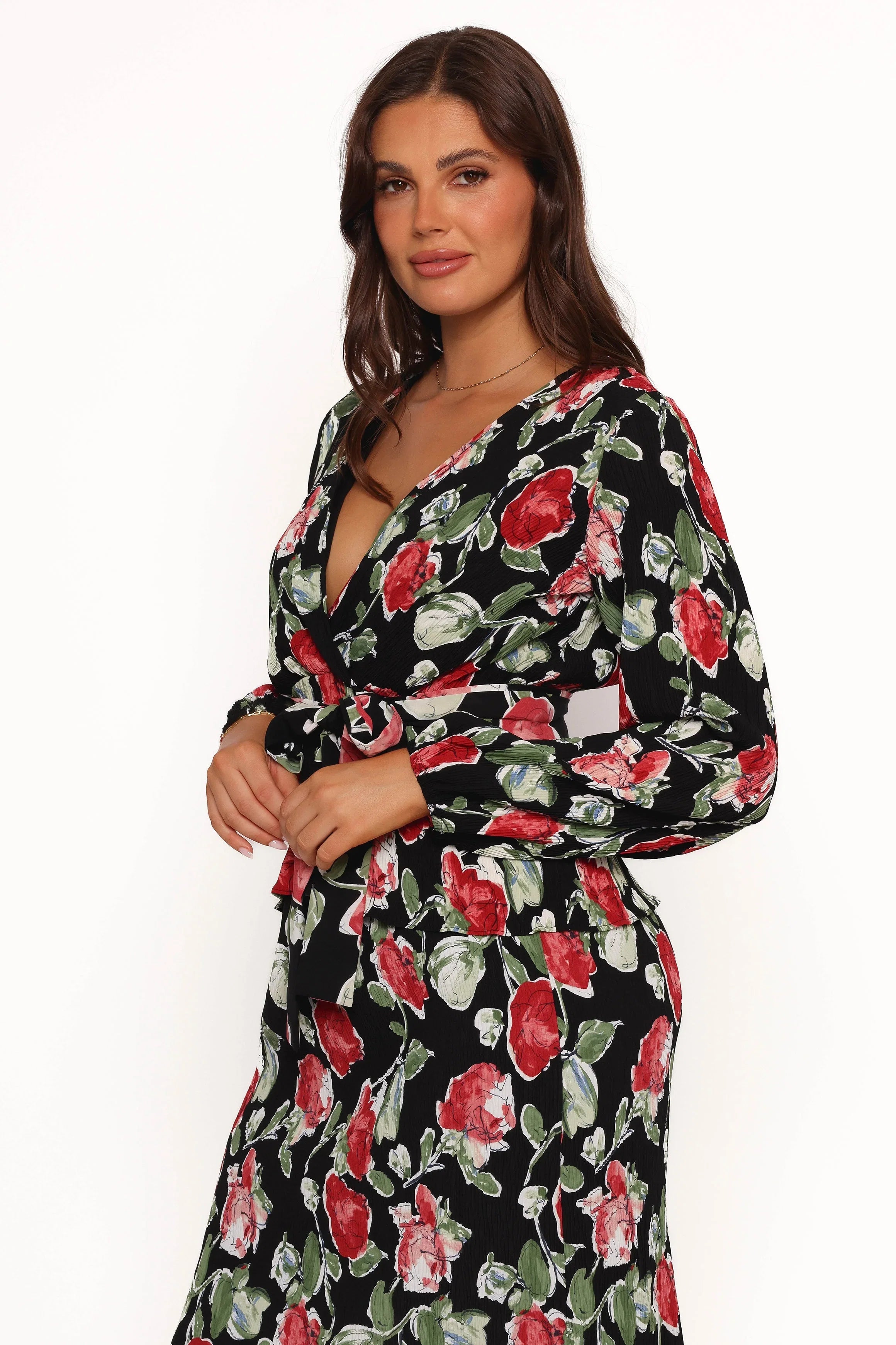 Minelli Pleat Top Black Rose